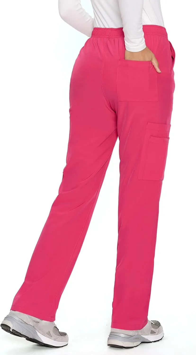 COZYFIT Straight Leg Scrub Pants for Women, Drawstring Soft Stretch, Anti-Wrinkle Women's Scrub Pants with 6 Pockets