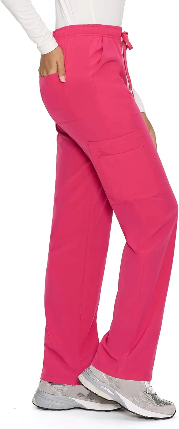 COZYFIT Straight Leg Scrub Pants for Women, Drawstring Soft Stretch, Anti-Wrinkle Women's Scrub Pants with 6 Pockets