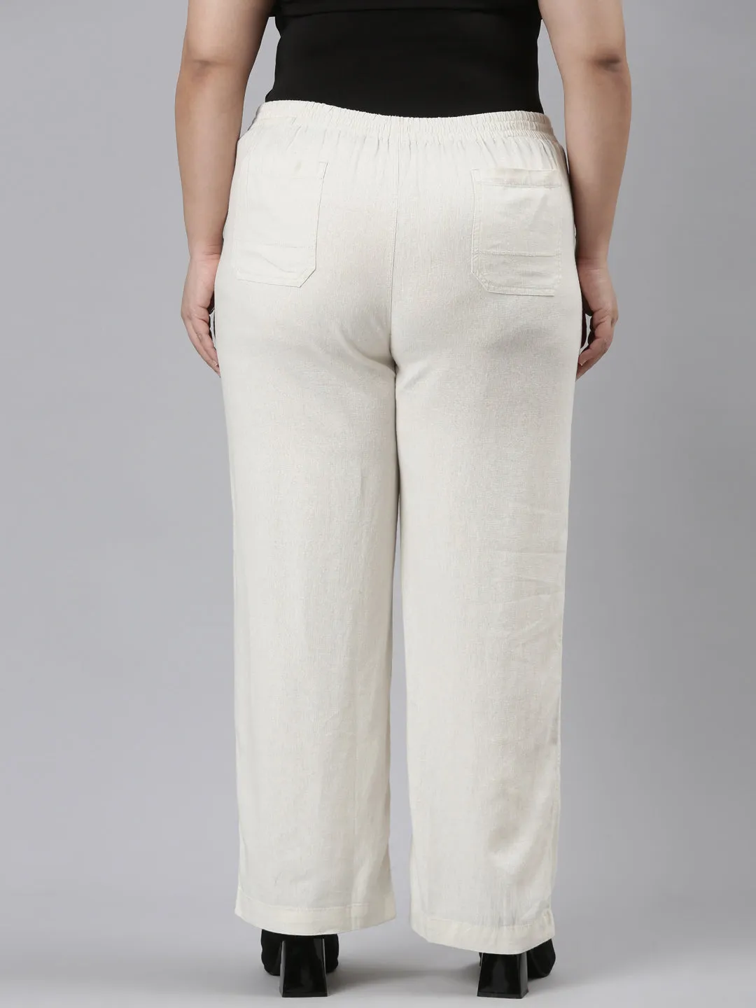 Cream Linen Cargo Pants