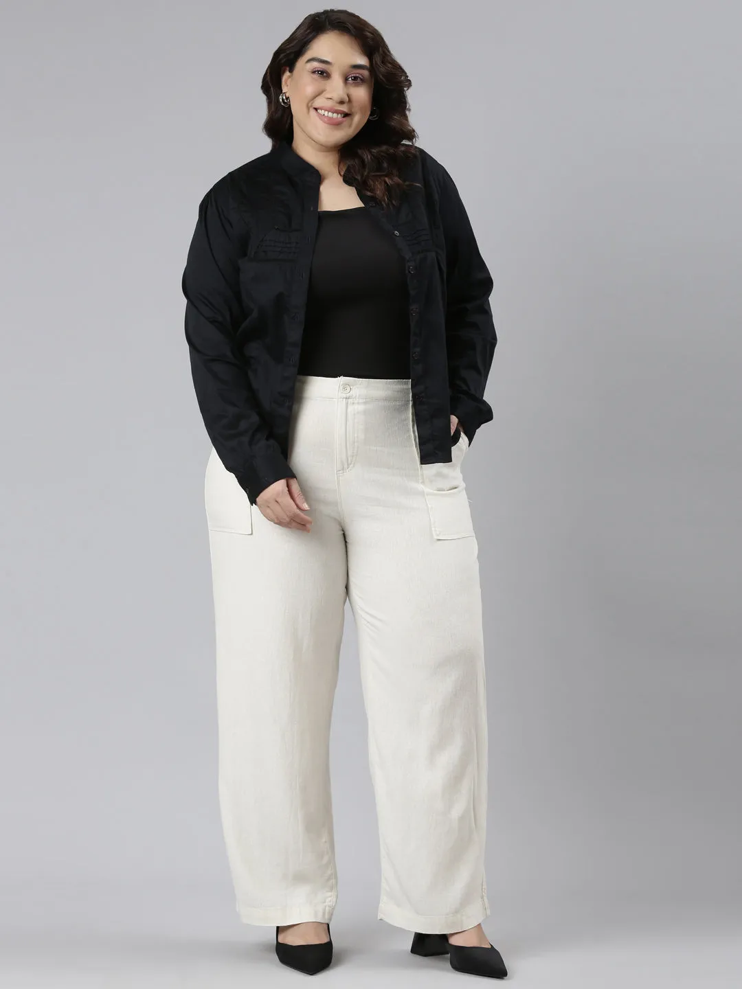 Cream Linen Cargo Pants