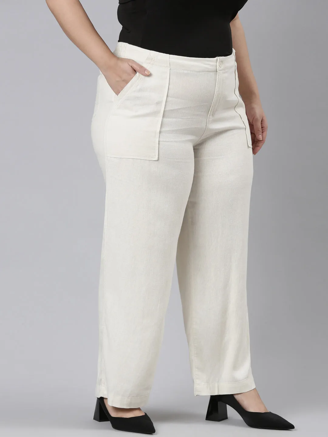 Cream Linen Cargo Pants