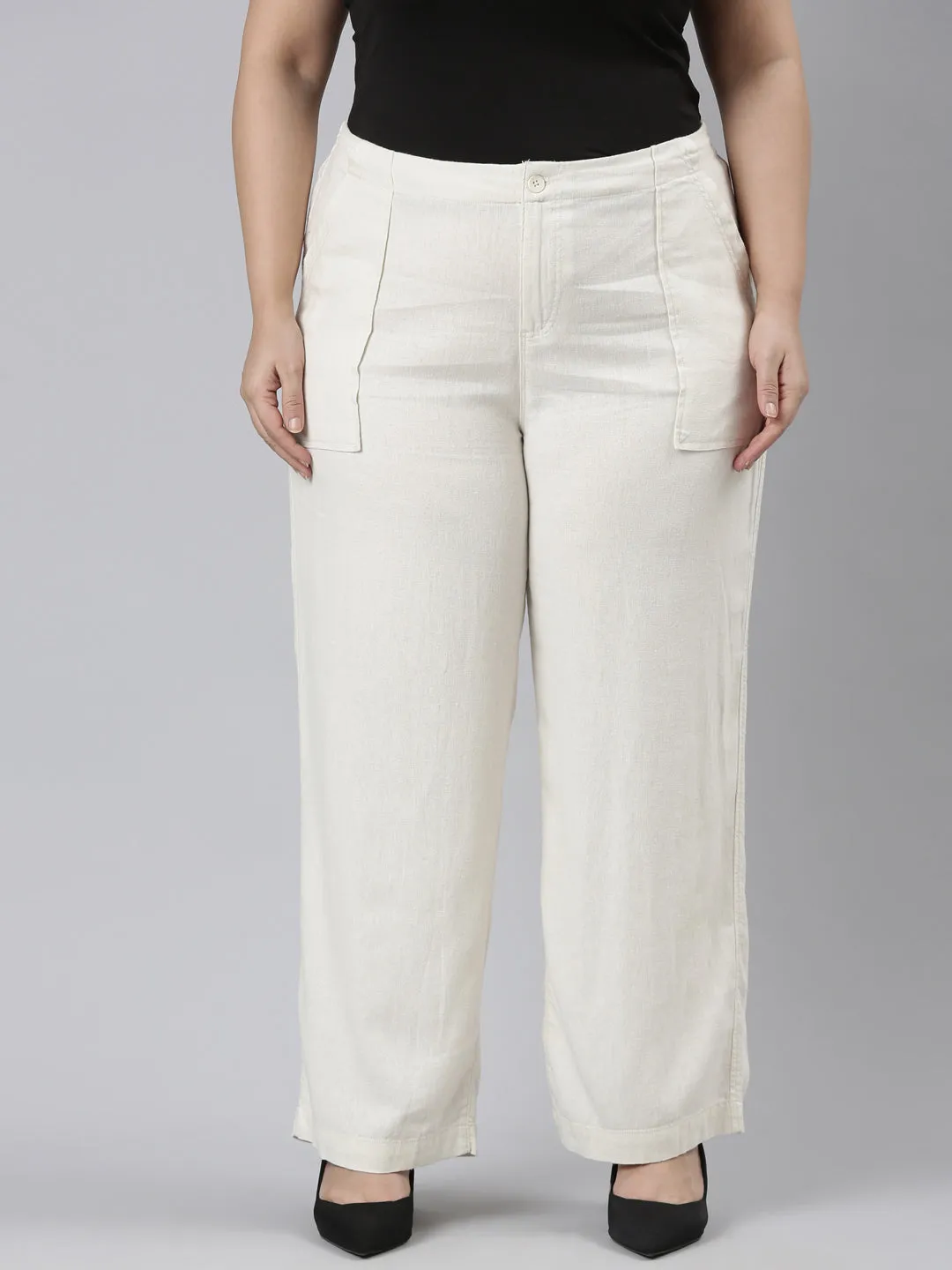 Cream Linen Cargo Pants
