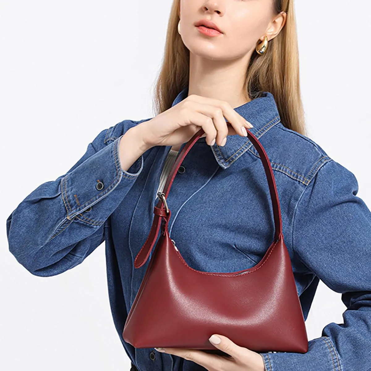 Crescent Hobo Bag for Women Small Shoulder Purse Lightweight PU Leather Tote Handbag 2025