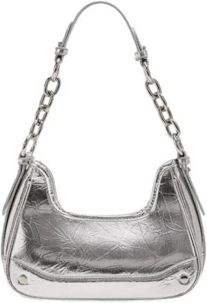 Crescent Shoulder Bags for Women Y2k Hobo Under Arm Purse Fashion Rivet Chain Evening Party Handbags