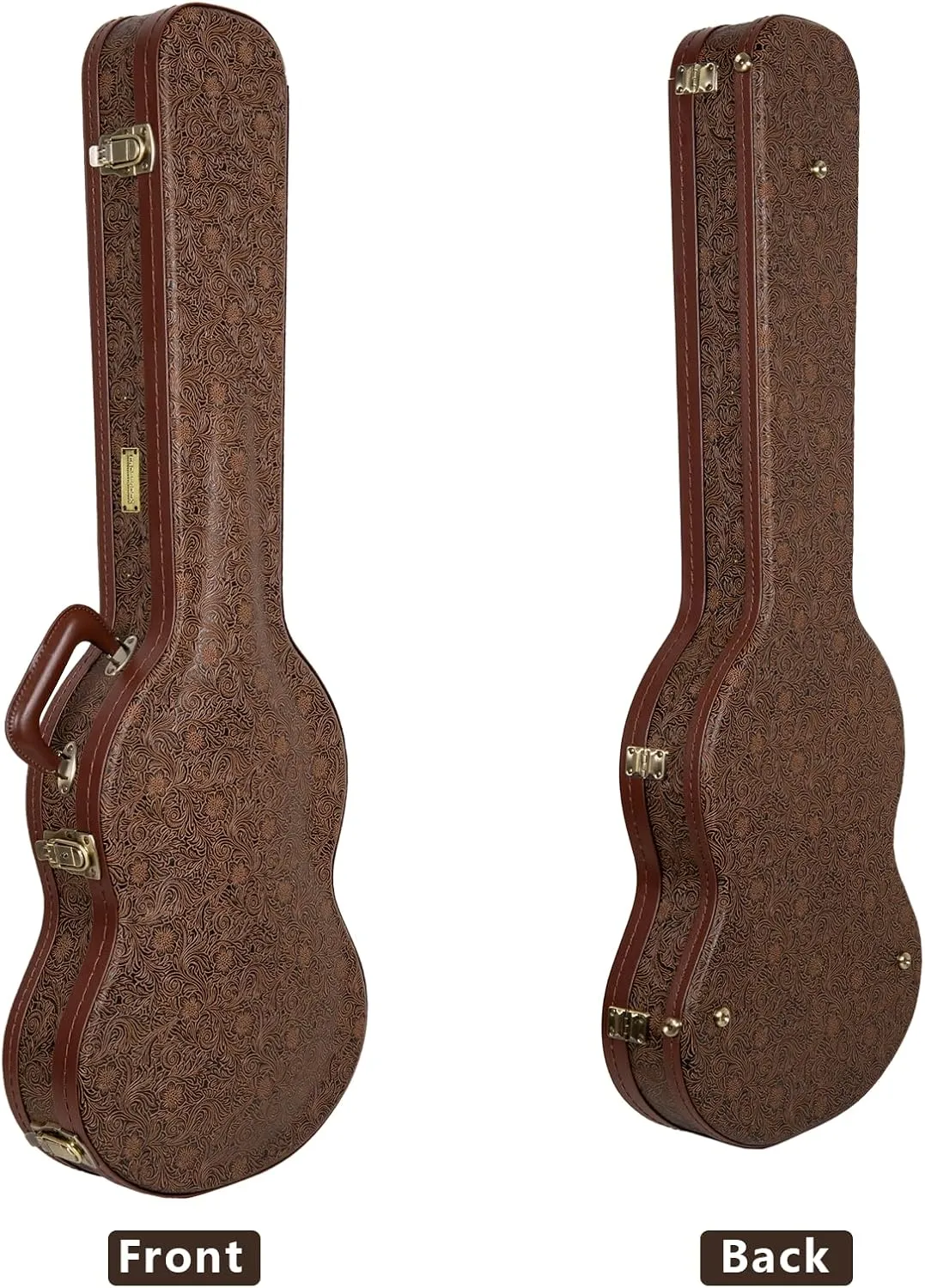 Crossrock Wooden Electric Guitar Case for Gibson SG | Blossom Brown Faux Leather, Burgundy Velvet Interior, Lock – Designer Series
