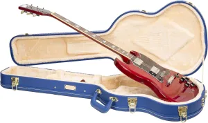 Crossrock Wooden Electric Guitar Case for Gibson SG | Vibrant Blue Faux Leather, Burgundy Velvet Interior, Lock – Designer Series