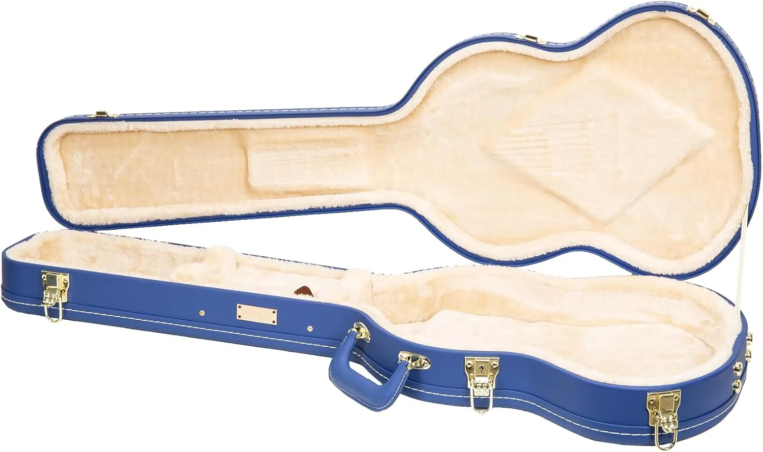 Crossrock Wooden Electric Guitar Case for Gibson SG | Vibrant Blue Faux Leather, Burgundy Velvet Interior, Lock – Designer Series