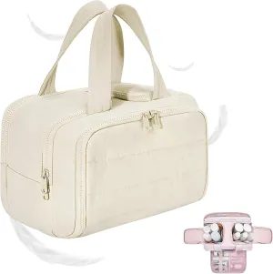 Cureaway Travel Bag, Curetoaway Large Capacity, Wide-Open Waterproof Organizer, Dry-and-Wet Separation, Makeup & Toiletry Bag for Women. (Beige)