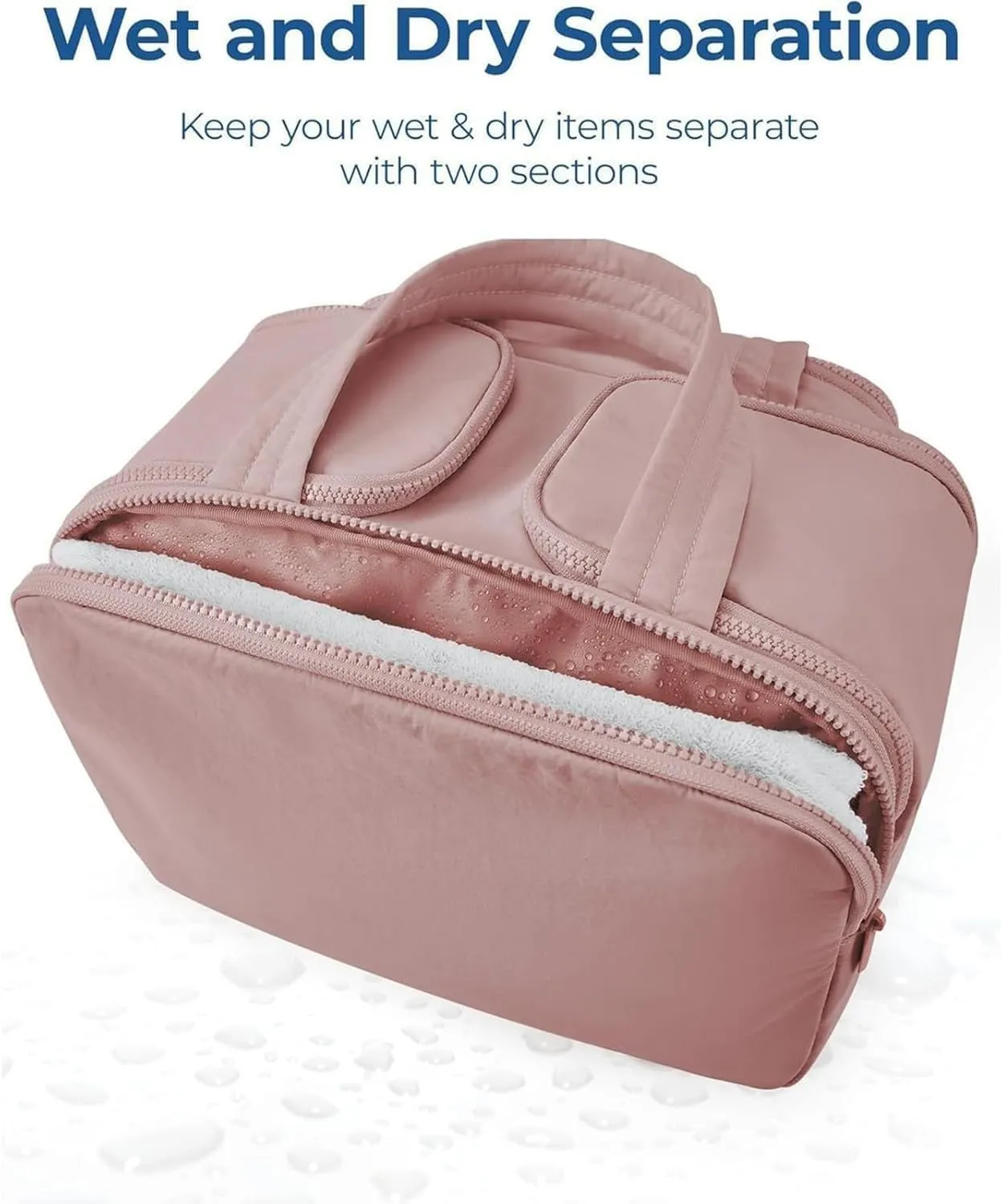 Cureaway Travel Bag, Curetoaway Large Capacity, Wide-Open Waterproof Organizer, Dry-and-Wet Separation, Makeup & Toiletry Bag for Women. (Beige)