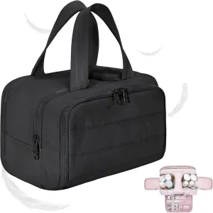 Cureaway Travel Bag, Curetoaway Large Capacity, Wide-Open Waterproof Organizer, Dry-and-Wet Separation, Makeup & Toiletry Bag for Women. (Black)