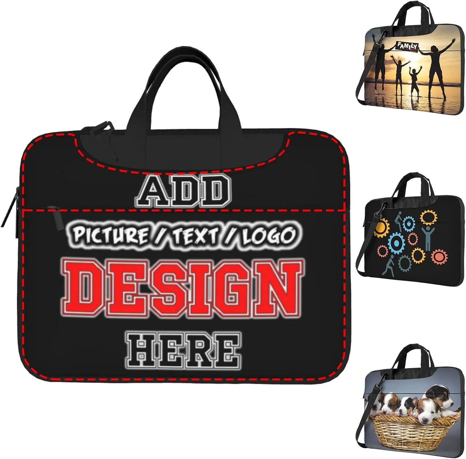 Custom Laptop Shoulder Bag Add Personalized Photo Text Logo Laptop Sleeve Business Briefcase Protective Case for Men Gifts