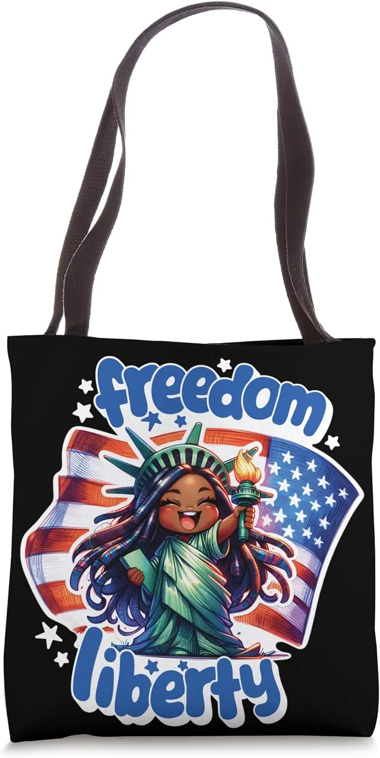 Cute American Stature of Liberty Graphic Design Tote Bag