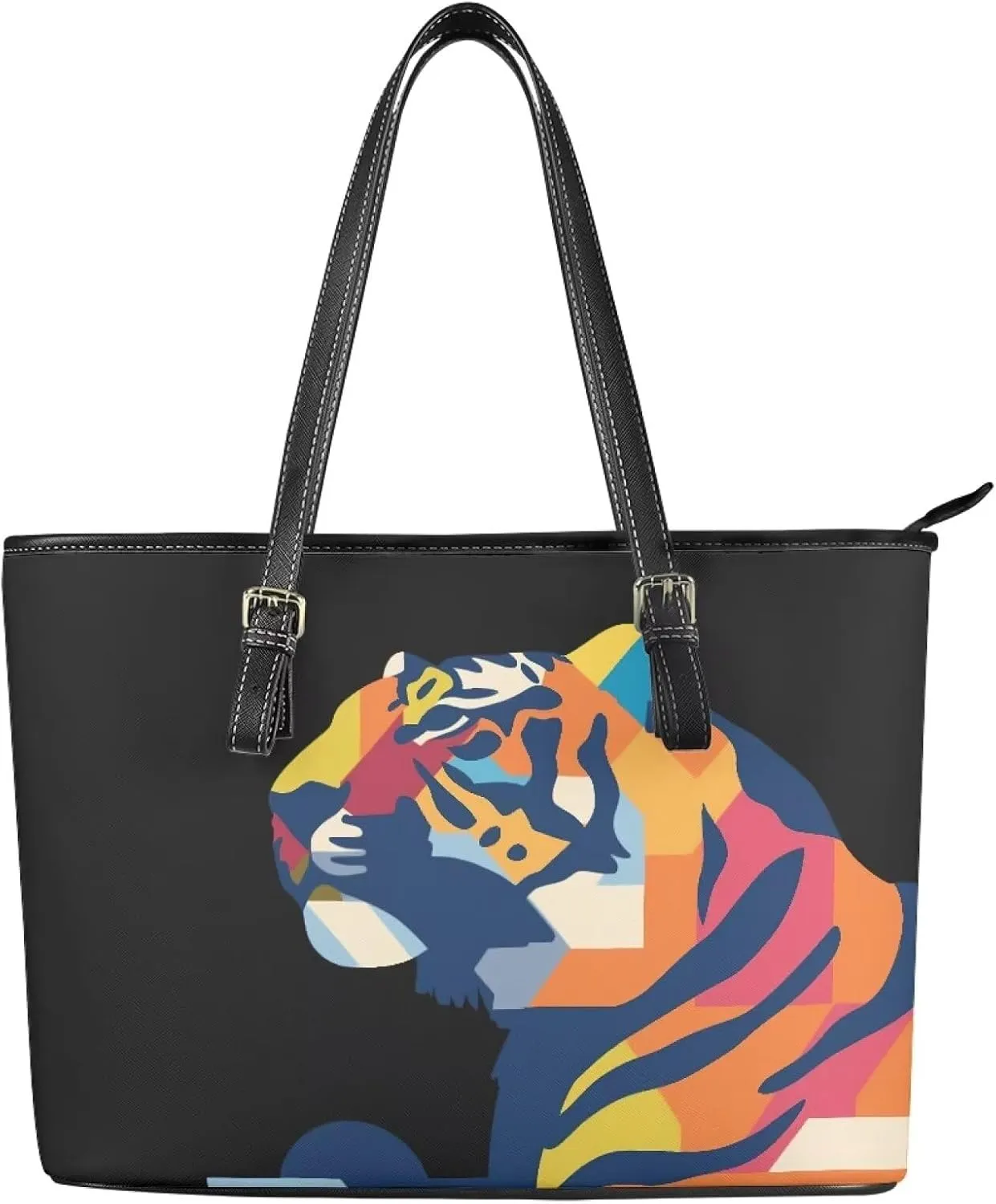 Cute Animals Tote Bag for Women Faux Leather Zipper Hobo Bag, Cartoon Puppy Shoulder Work Tote Purse for Laptop