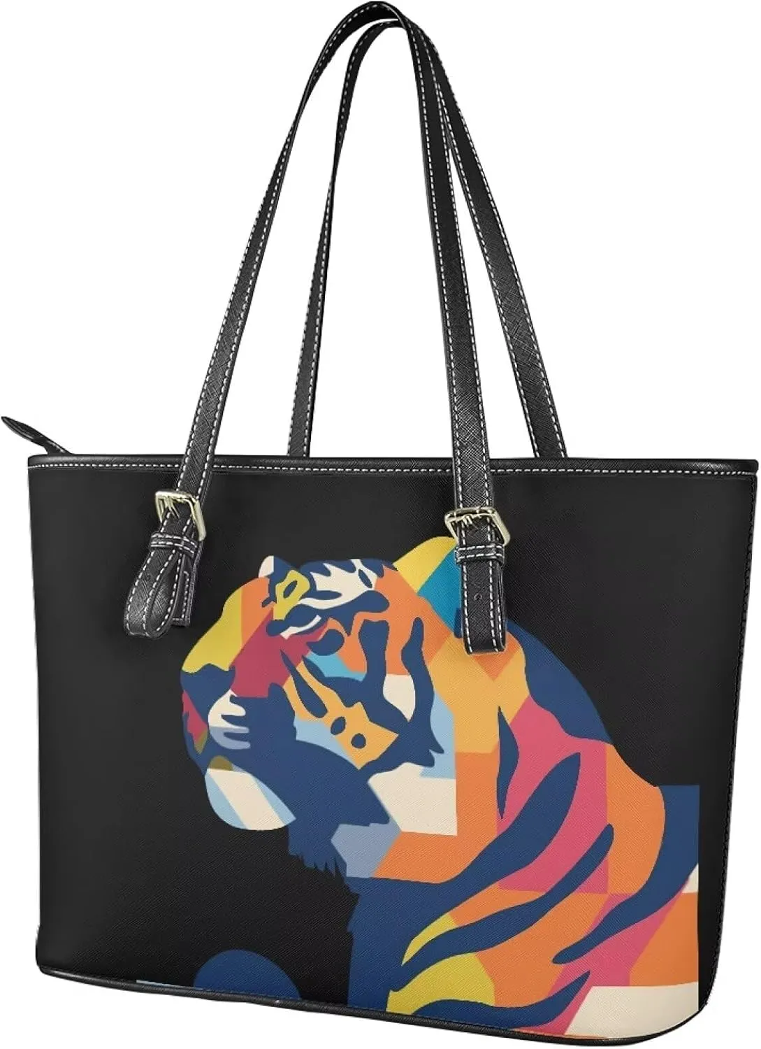 Cute Animals Tote Bag for Women Faux Leather Zipper Hobo Bag, Cartoon Puppy Shoulder Work Tote Purse for Laptop