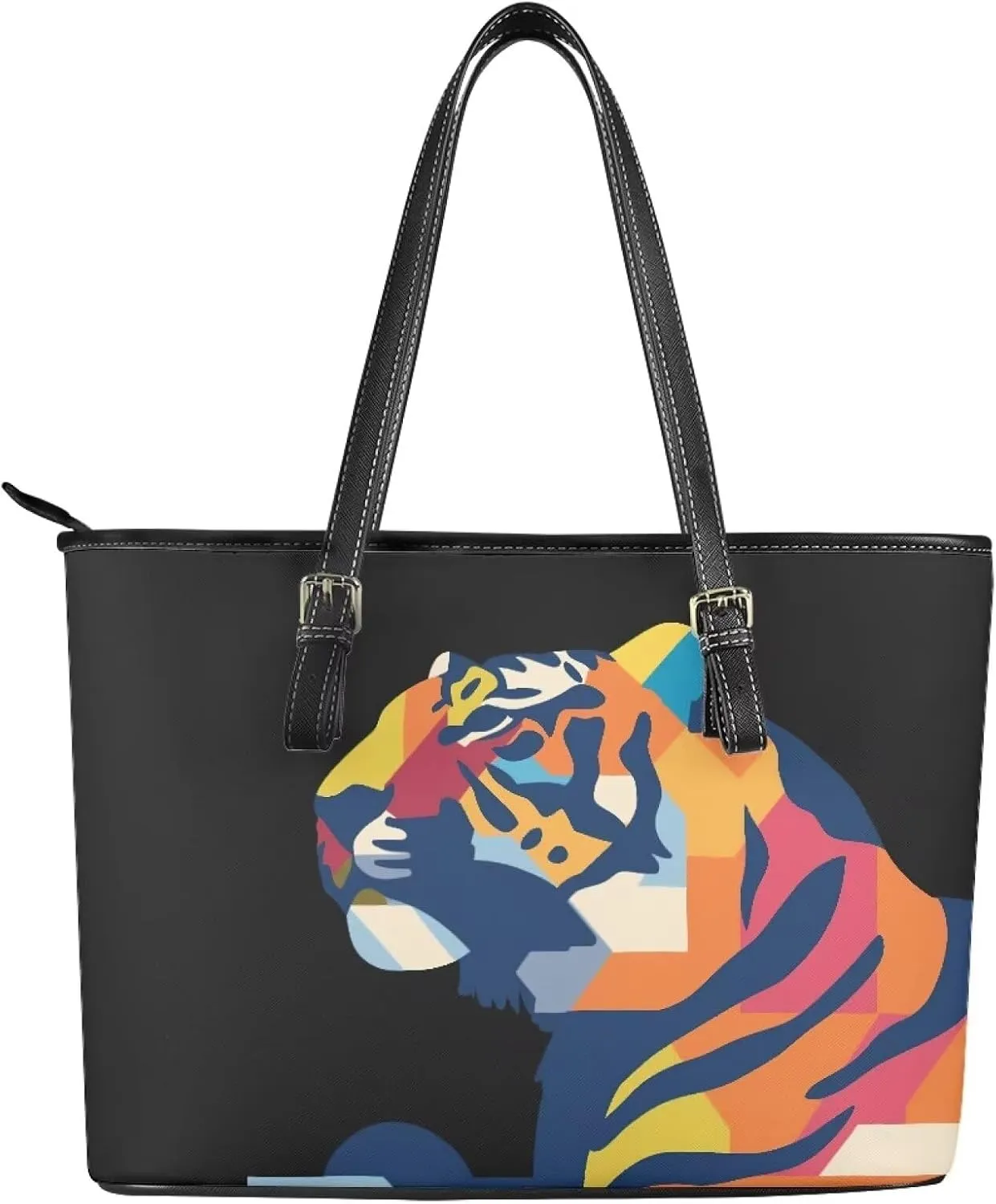 Cute Animals Tote Bag for Women Faux Leather Zipper Hobo Bag, Cartoon Puppy Shoulder Work Tote Purse for Laptop