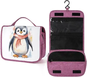 Cute Cartoon Penguin Travel Toiletry Bag for Women,Hanging Toiletry Organizer with Hook, Makeup Bag Travel Organizer for Shampoo,Toiletriesl