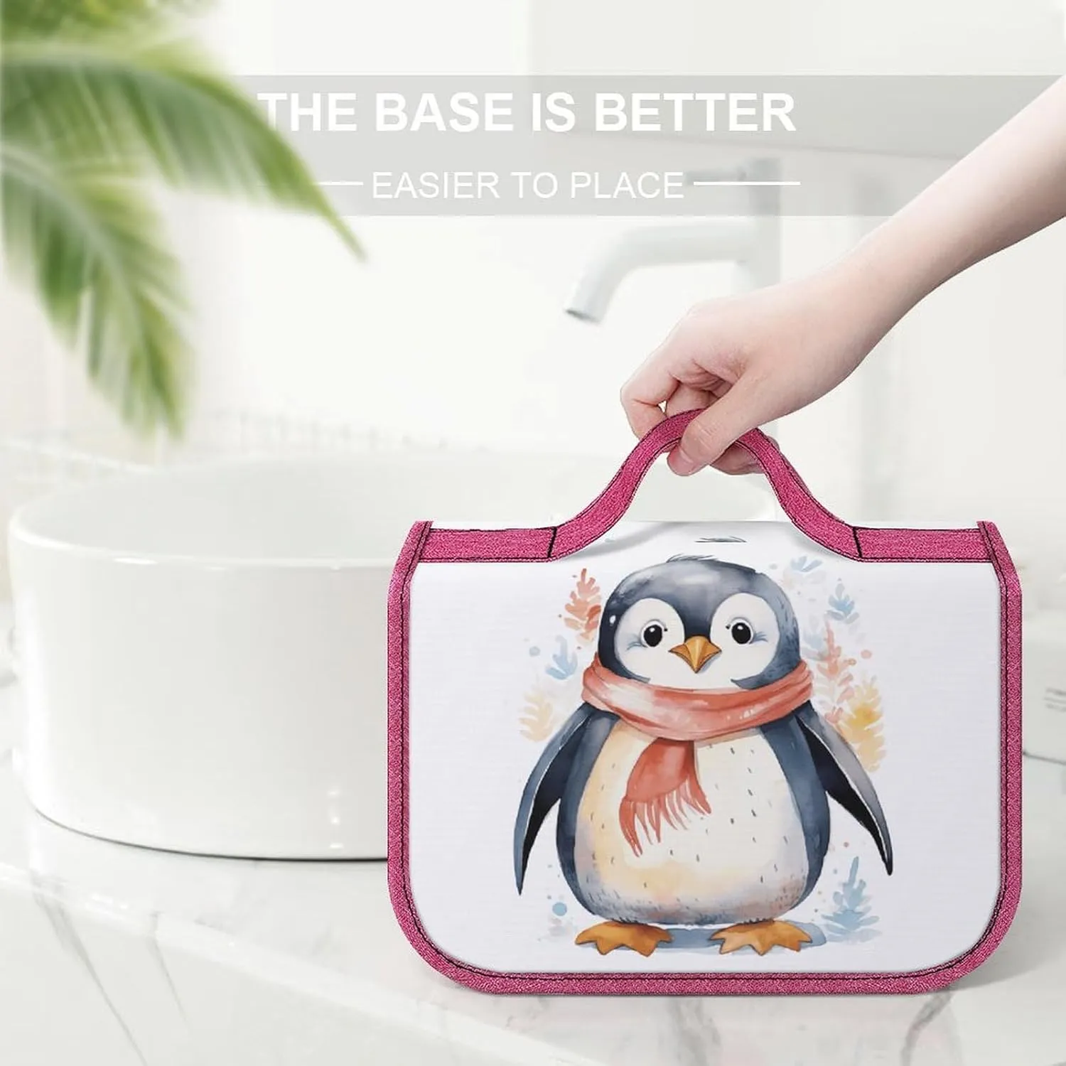 Cute Cartoon Penguin Travel Toiletry Bag for Women,Hanging Toiletry Organizer with Hook, Makeup Bag Travel Organizer for Shampoo,Toiletriesl