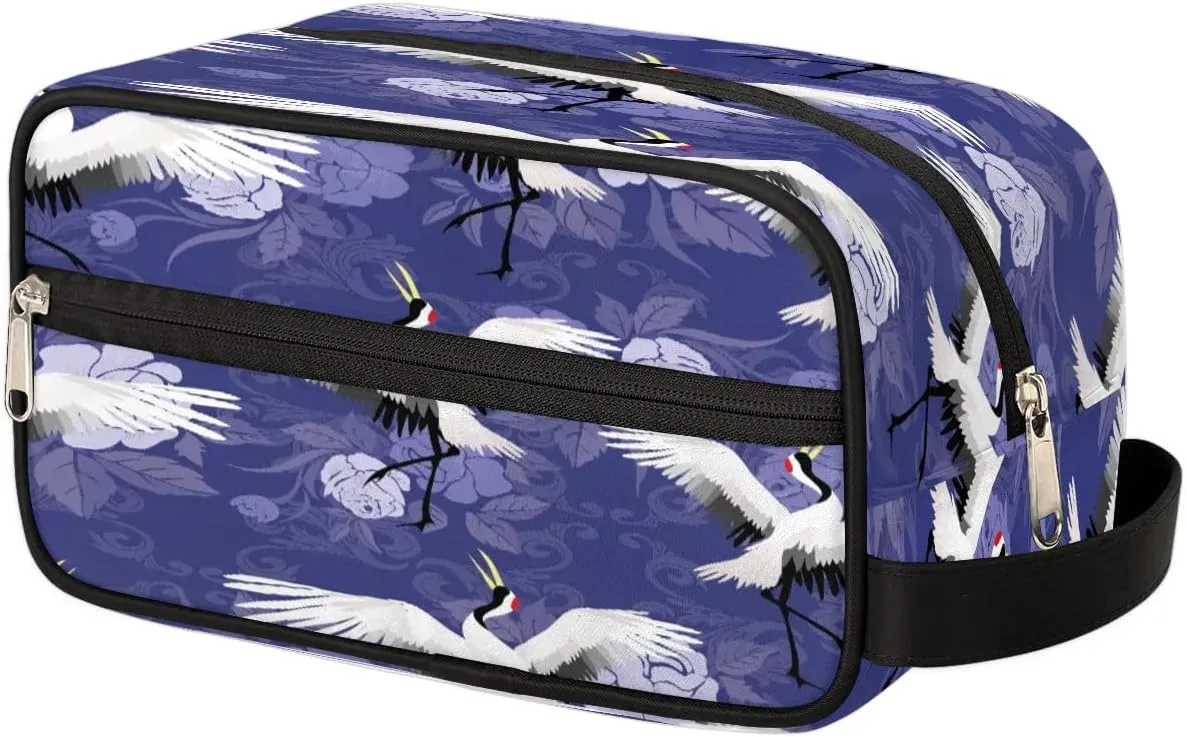 Cute Cranes Travel Toiletry Bag for Women Men Small Cosmetic Makeup Organizer Water Resistant Shaving Bag Portable Make Up Bag Storage Bags with Handle