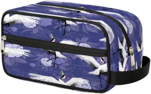 Cute Cranes Travel Toiletry Bag for Women Men Small Cosmetic Makeup Organizer Water Resistant Shaving Bag Portable Make Up Bag Storage Bags with Handle