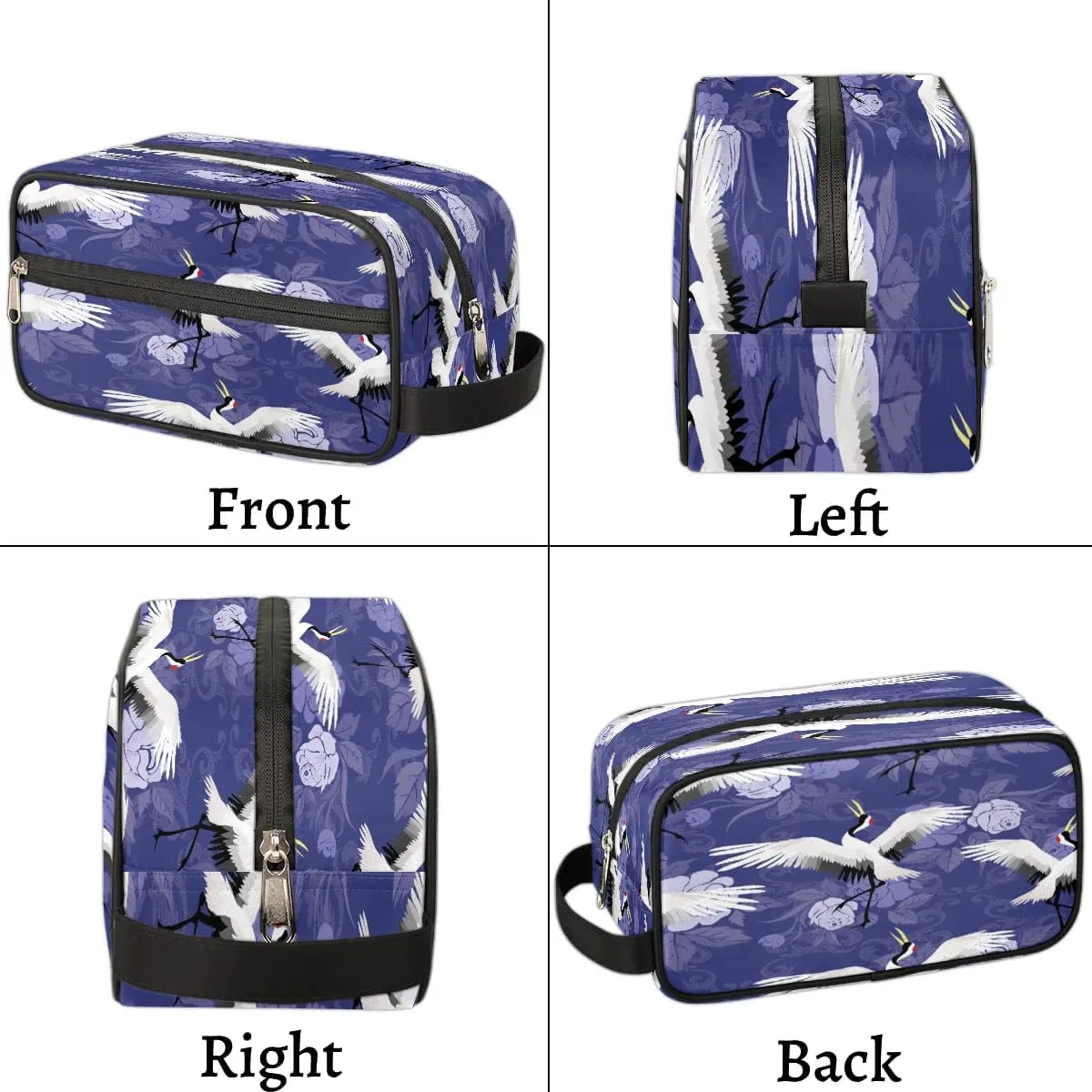 Cute Cranes Travel Toiletry Bag for Women Men Small Cosmetic Makeup Organizer Water Resistant Shaving Bag Portable Make Up Bag Storage Bags with Handle