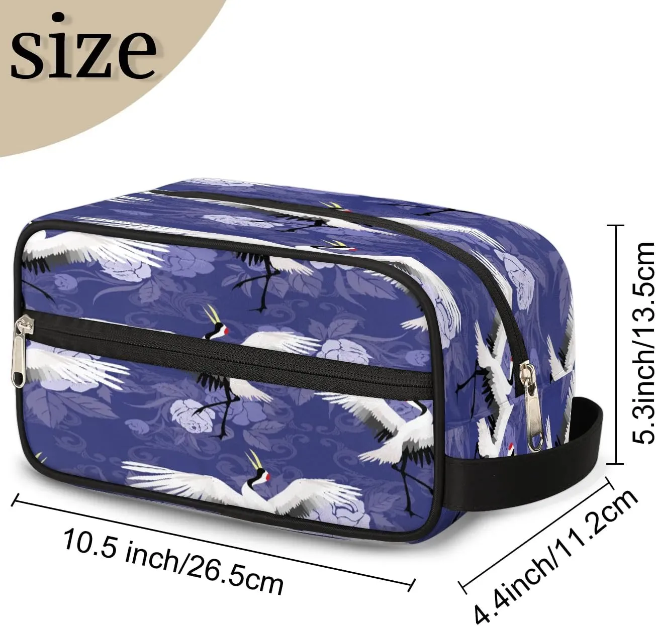 Cute Cranes Travel Toiletry Bag for Women Men Small Cosmetic Makeup Organizer Water Resistant Shaving Bag Portable Make Up Bag Storage Bags with Handle