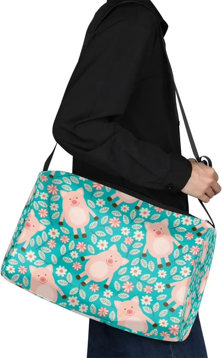 Cute Fat Pig Patterns Small Gym Bag for Men Women Workout Sport Duffle Bag Waterproof Weekender Overnight Bag Lightweight Carry on Tote Bag Crossbody Shoulder Travel Bag for Swim Yoge Dance