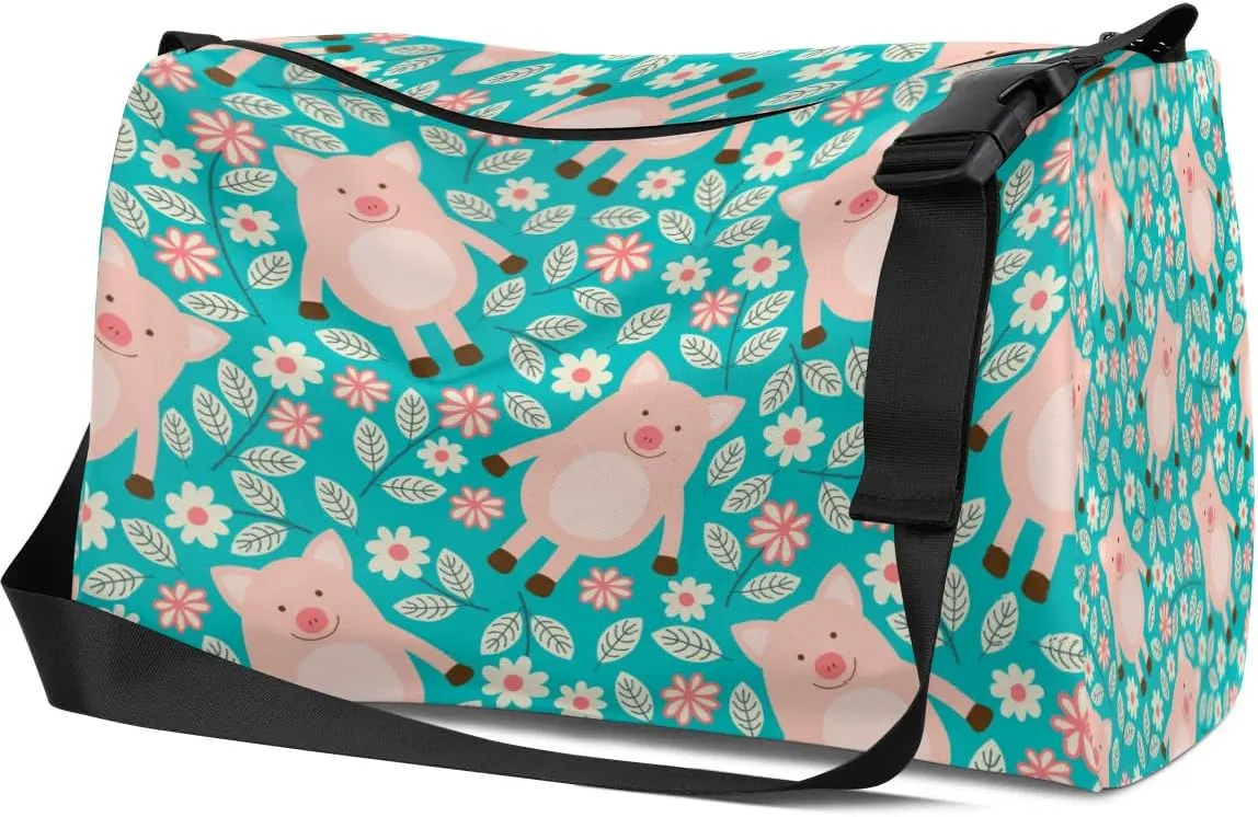 Cute Fat Pig Patterns Small Gym Bag for Men Women Workout Sport Duffle Bag Waterproof Weekender Overnight Bag Lightweight Carry on Tote Bag Crossbody Shoulder Travel Bag for Swim Yoge Dance