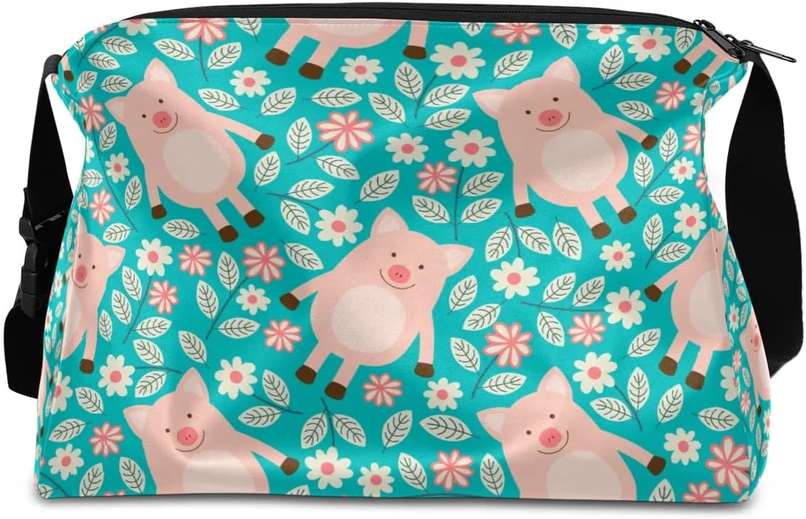 Cute Fat Pig Patterns Small Gym Bag for Men Women Workout Sport Duffle Bag Waterproof Weekender Overnight Bag Lightweight Carry on Tote Bag Crossbody Shoulder Travel Bag for Swim Yoge Dance