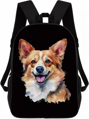 Cute Laptop Backpack Watercolor Funny Norwegian Lundehund Dog Shoulder Bags Travel Backpack 17 Inch Black