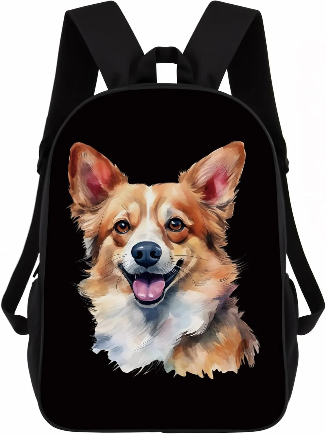 Cute Laptop Backpack Watercolor Funny Norwegian Lundehund Dog Shoulder Bags Travel Backpack 17 Inch Black