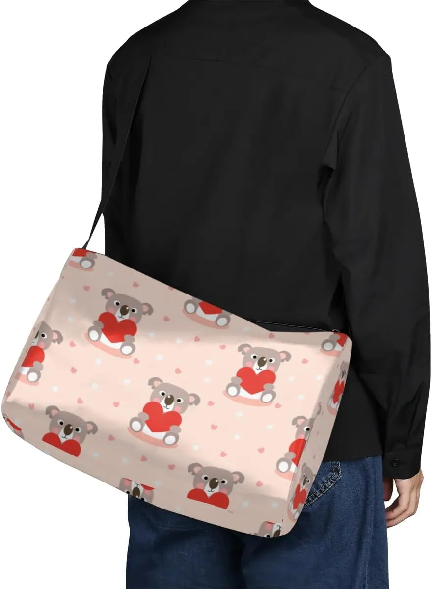Cute Love Koala Small Gym Bag for Men Women Workout Sport Duffle Bag Waterproof Weekender Overnight Bag Lightweight Carry on Tote Bag Crossbody Shoulder Travel Bag for Swim Yoge Dance