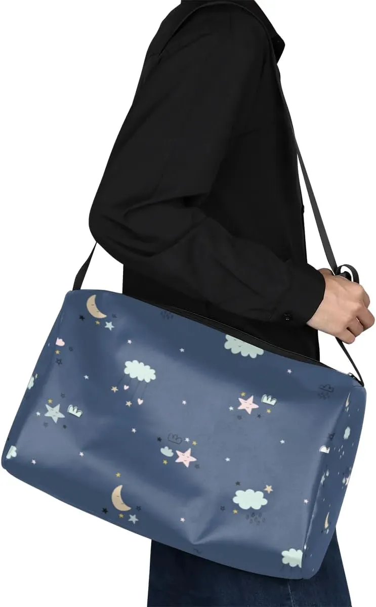 Cute Night Sky Nebula Small Gym Bag for Men Women Workout Sport Duffle Bag Waterproof Weekender Overnight Bag Lightweight Carry on Tote Bag Crossbody Shoulder Travel Bag for Swim Yoge Dance