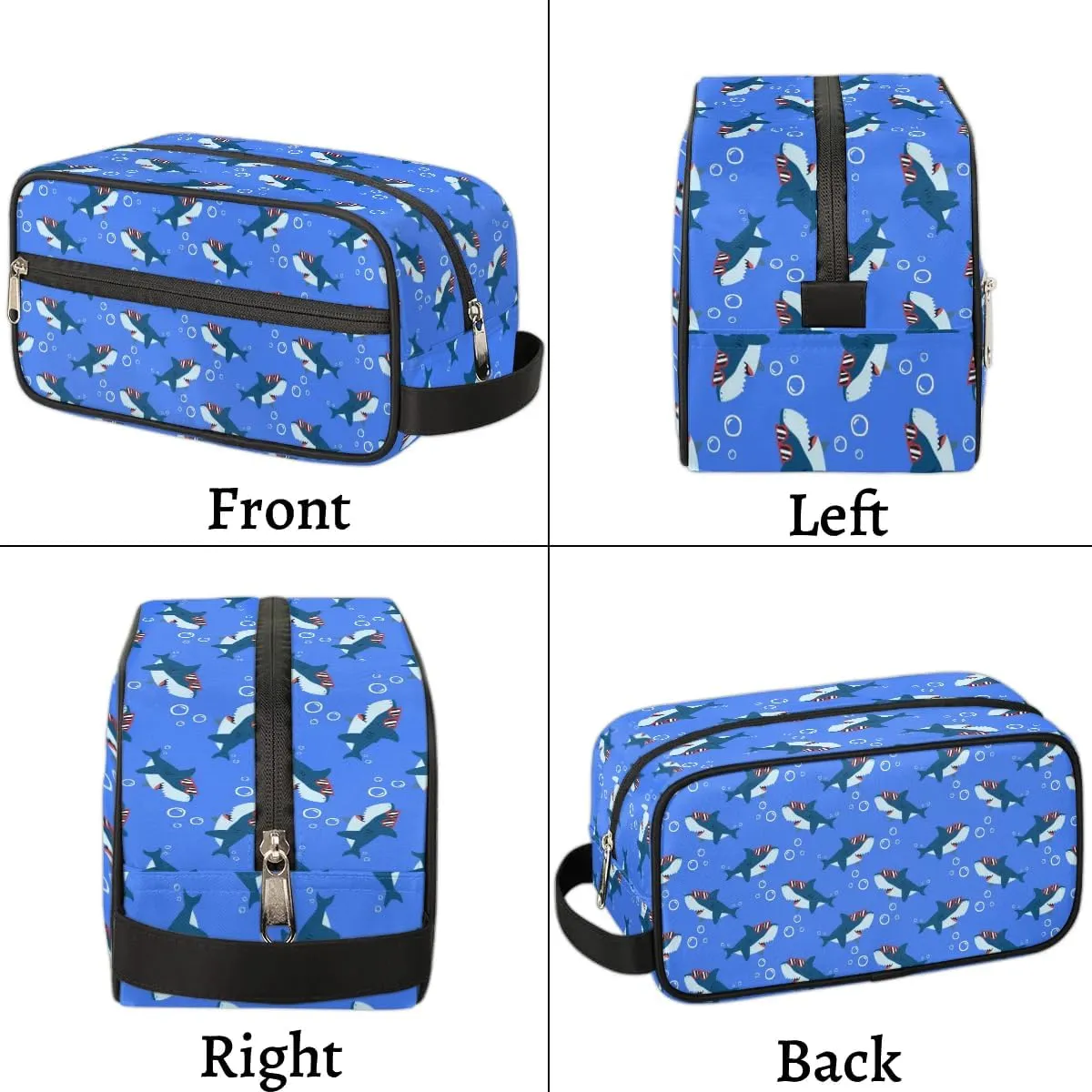 Cute Shark Travel Toiletry Bag Kit for Men Ocean Animal Cosmetic Makeup Bag for Boys Waterproof Shaving Bag Hanging Wash Bag Organizer for Toiletries Accessories