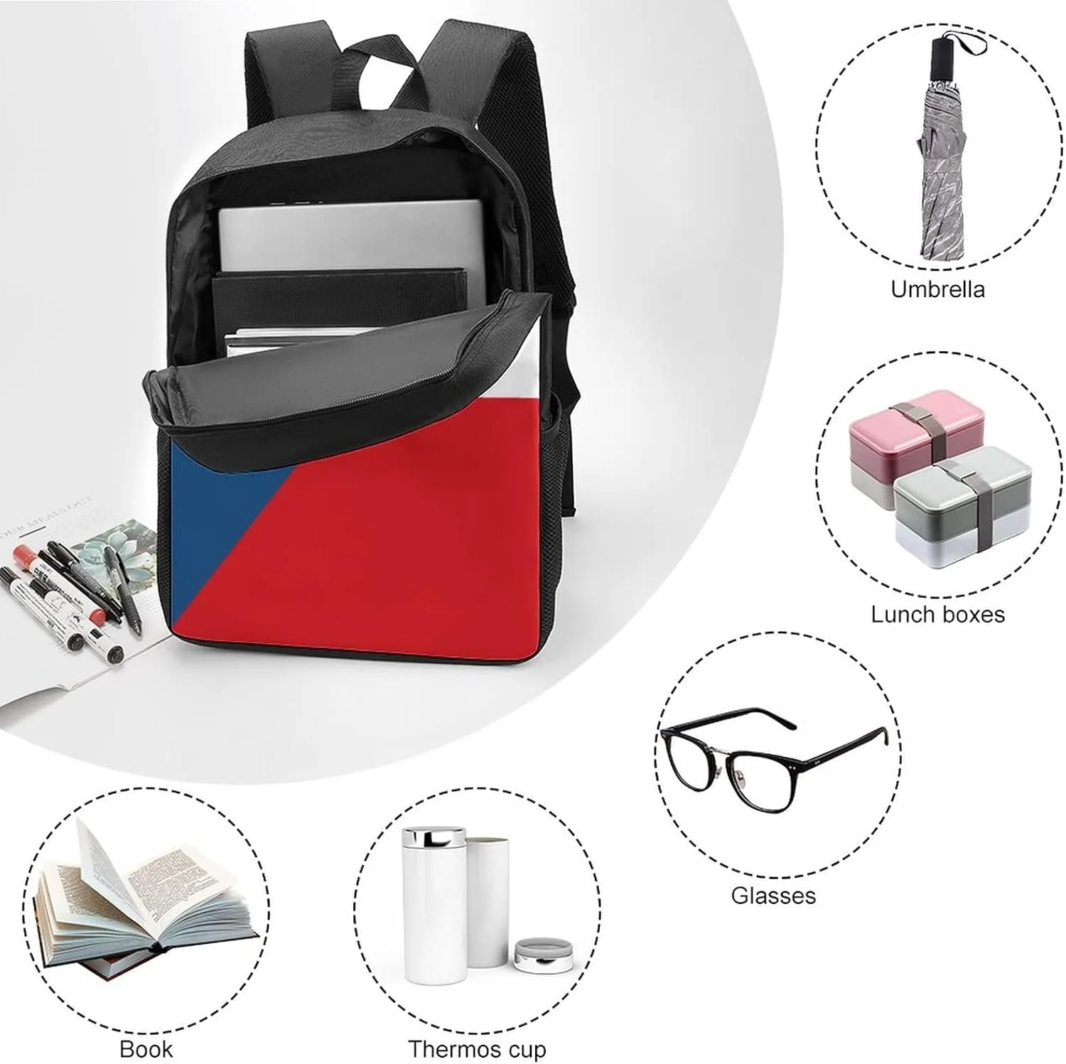 Czech Republic Flag Backpack with Adjustable Straps, Suitable for Travel Picnics Activities