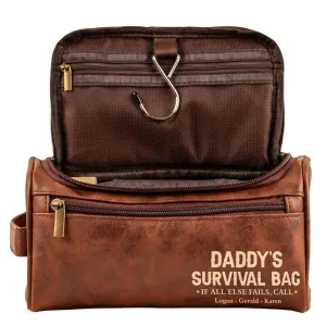 Dad's Survival Bag If All Else Fails, Call - Dad Leather Toilery Bag, Personalized Dad's Survival Bag Leather Toilery Bag, Funny Father's Day Toilery Bag, Funny Dad Gifts on Father's Day, Christmas