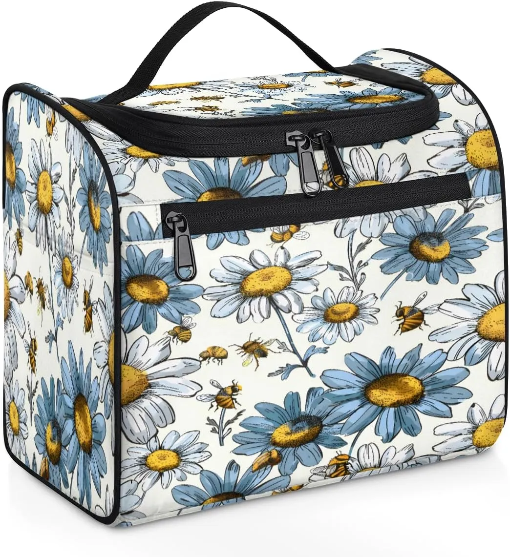 Daisy Bee Travel Toiletry Bag for Men and Women, Large Hanging Makeup Bag Organizer Toiletries Bag for Travel, Cosmetic Bag with Handle
