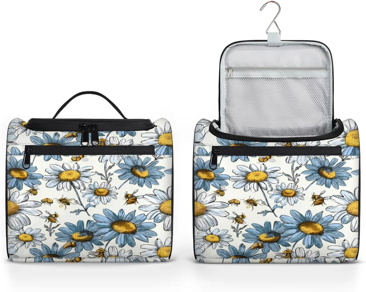 Daisy Bee Travel Toiletry Bag for Men and Women, Large Hanging Makeup Bag Organizer Toiletries Bag for Travel, Cosmetic Bag with Handle
