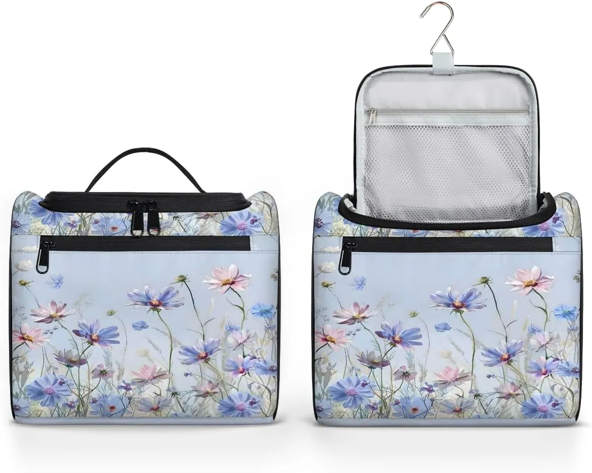 Daisy Floral Spring Travel Toiletry Bag for Men and Women, Large Hanging Makeup Bag Organizer Toiletries Bag for Travel, Cosmetic Bag with Handle