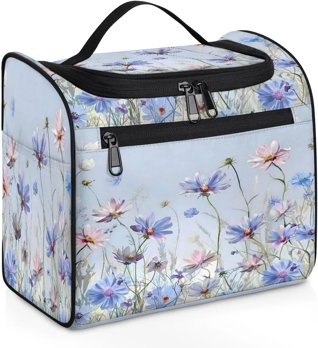 Daisy Floral Spring Travel Toiletry Bag for Men and Women, Large Hanging Makeup Bag Organizer Toiletries Bag for Travel, Cosmetic Bag with Handle