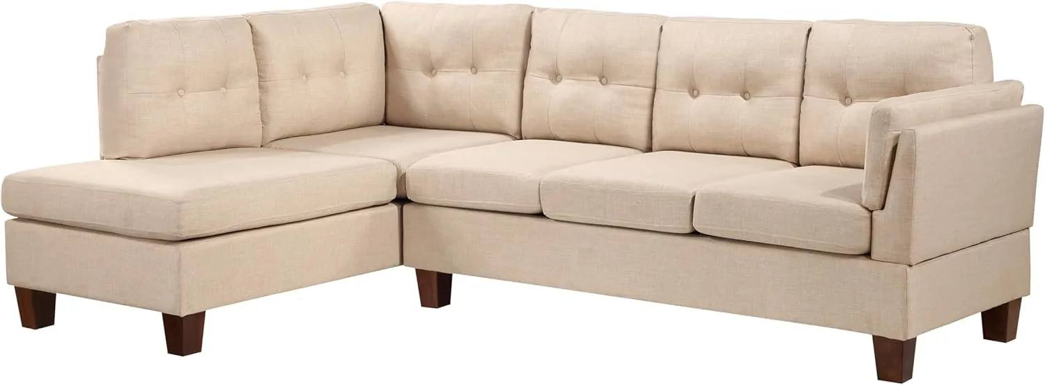 Dalia 97" W Khaki Linen Modern Sectional Sofa with Left Facing Chaise