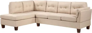Dalia 97" W Khaki Linen Modern Sectional Sofa with Left Facing Chaise
