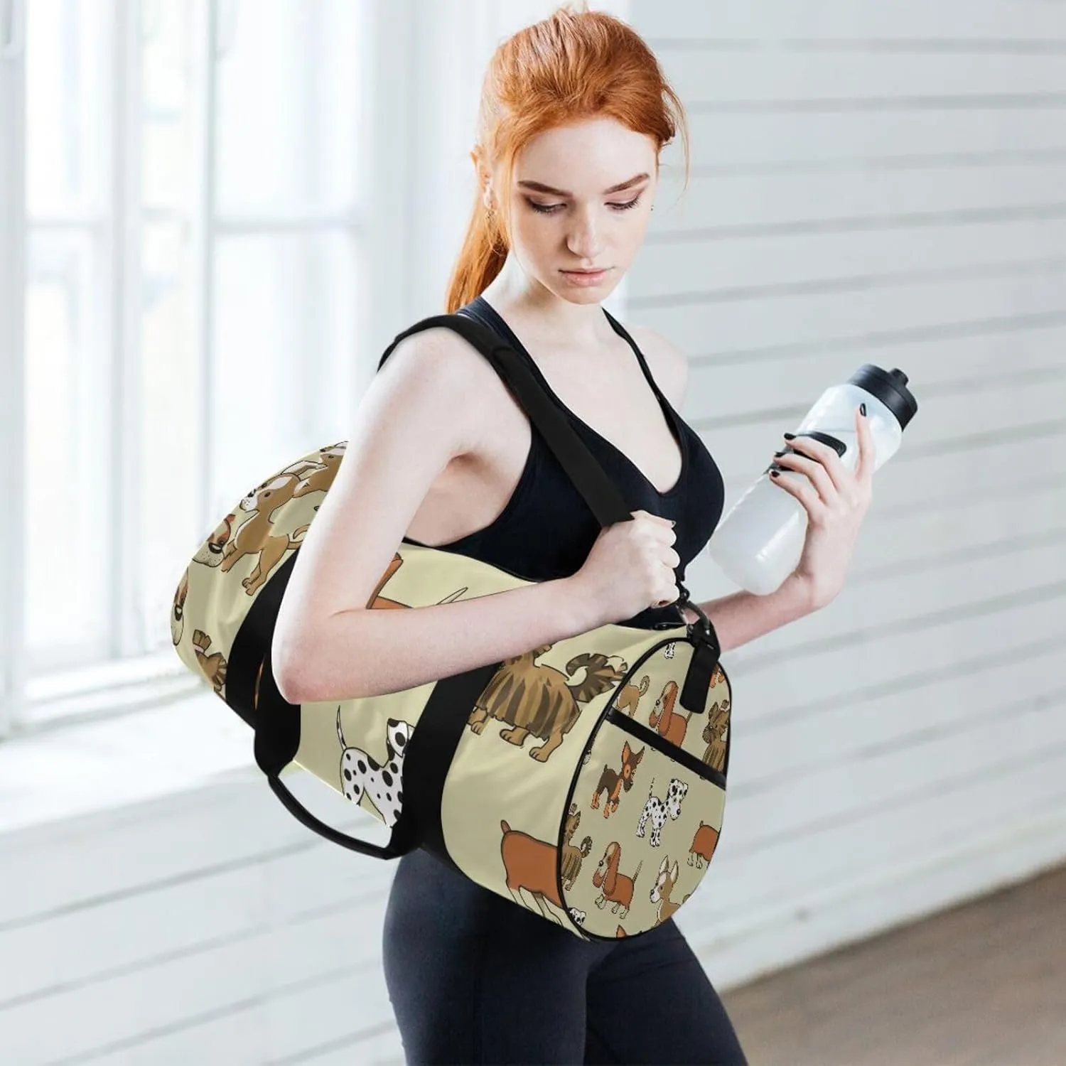 Dalmatian Puppies Seamless Portable Gym Bag, Travel Bag, Luggage bag, Sports Bag, Toiletry Bag with Handles, Detachable Shoulder Strap 17.6 x 9 x 9 inch