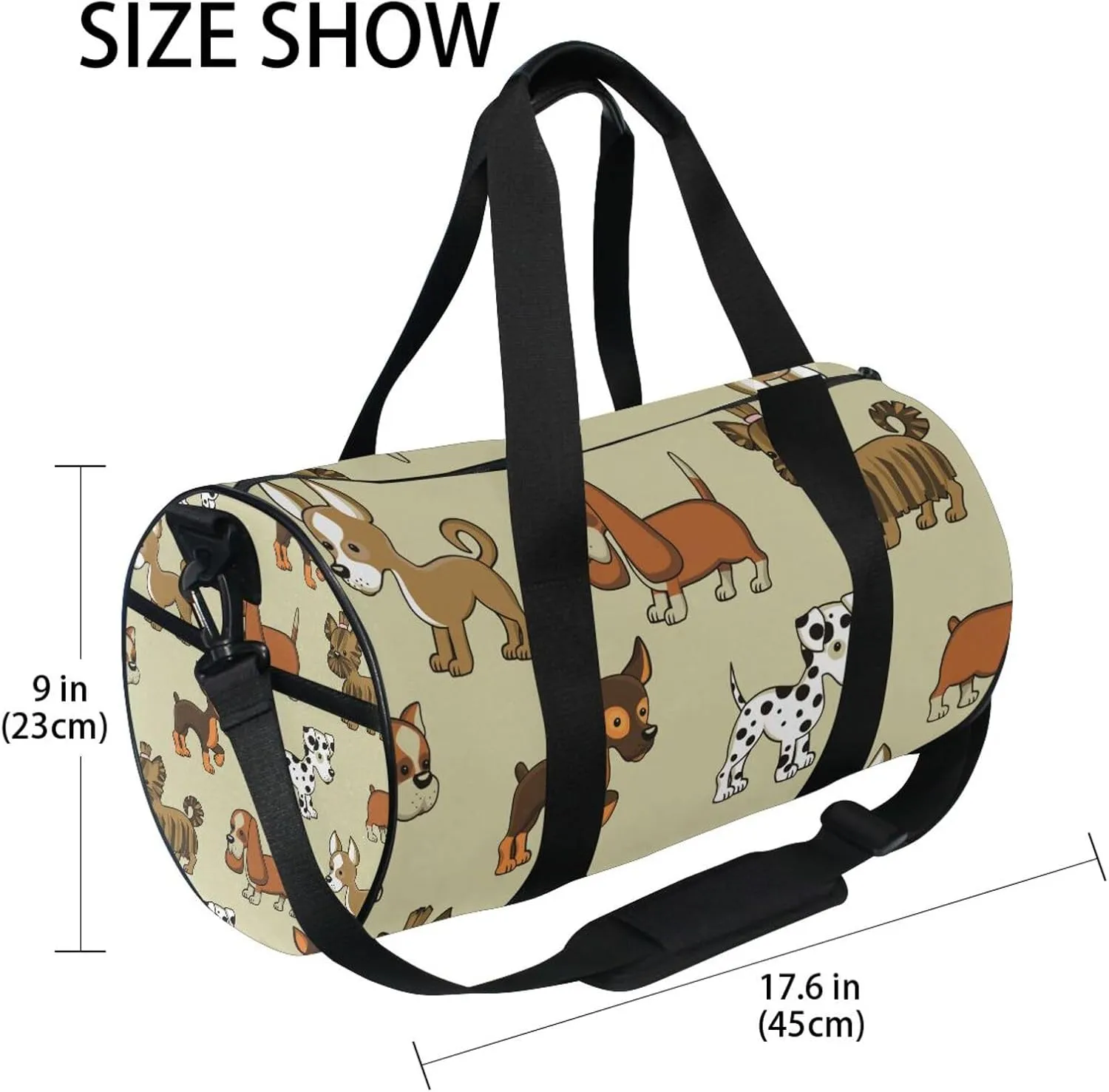 Dalmatian Puppies Seamless Portable Gym Bag, Travel Bag, Luggage bag, Sports Bag, Toiletry Bag with Handles, Detachable Shoulder Strap 17.6 x 9 x 9 inch
