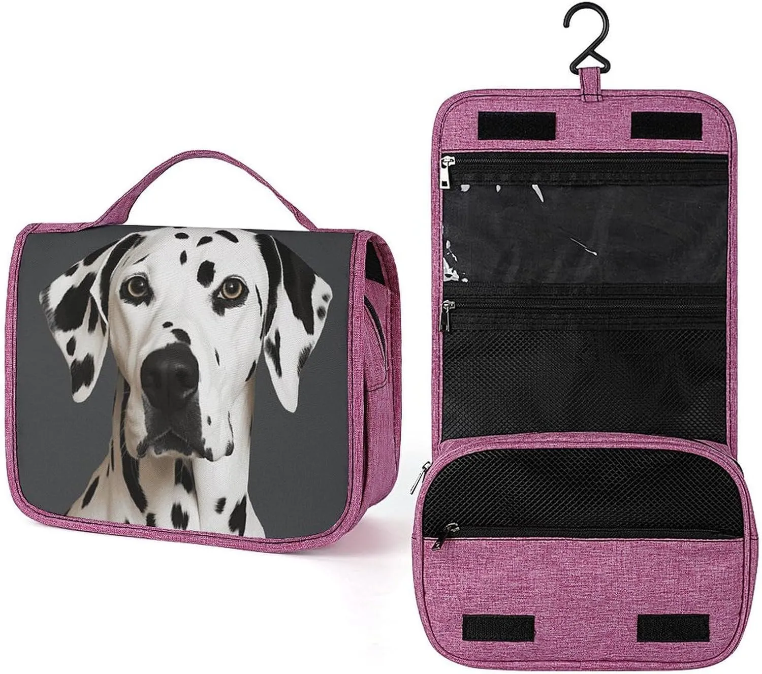 Dalmatian Travel Toiletry Bag for Women,Hanging Toiletry Organizer with Hook, Makeup Bag Travel Organizer for Shampoo,Toiletriesl