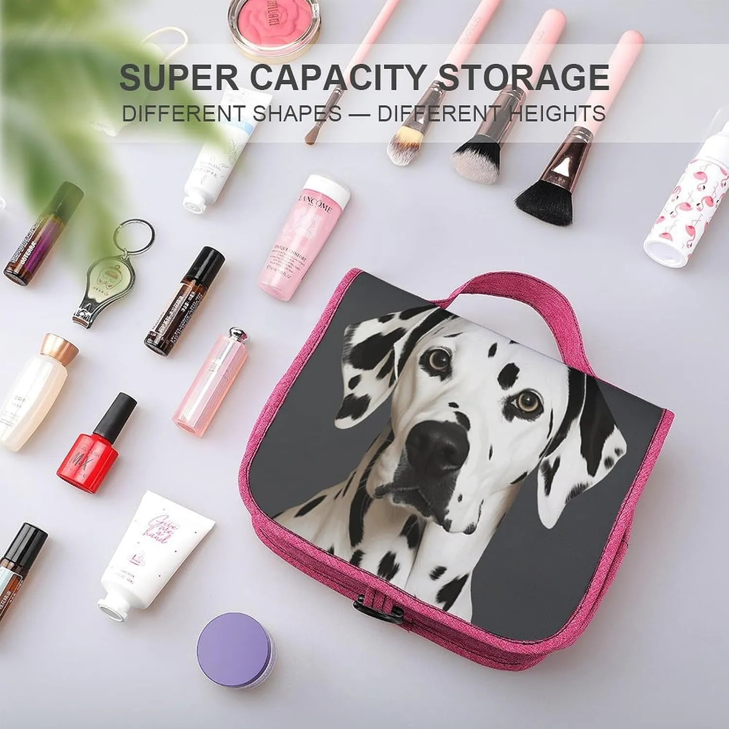 Dalmatian Travel Toiletry Bag for Women,Hanging Toiletry Organizer with Hook, Makeup Bag Travel Organizer for Shampoo,Toiletriesl
