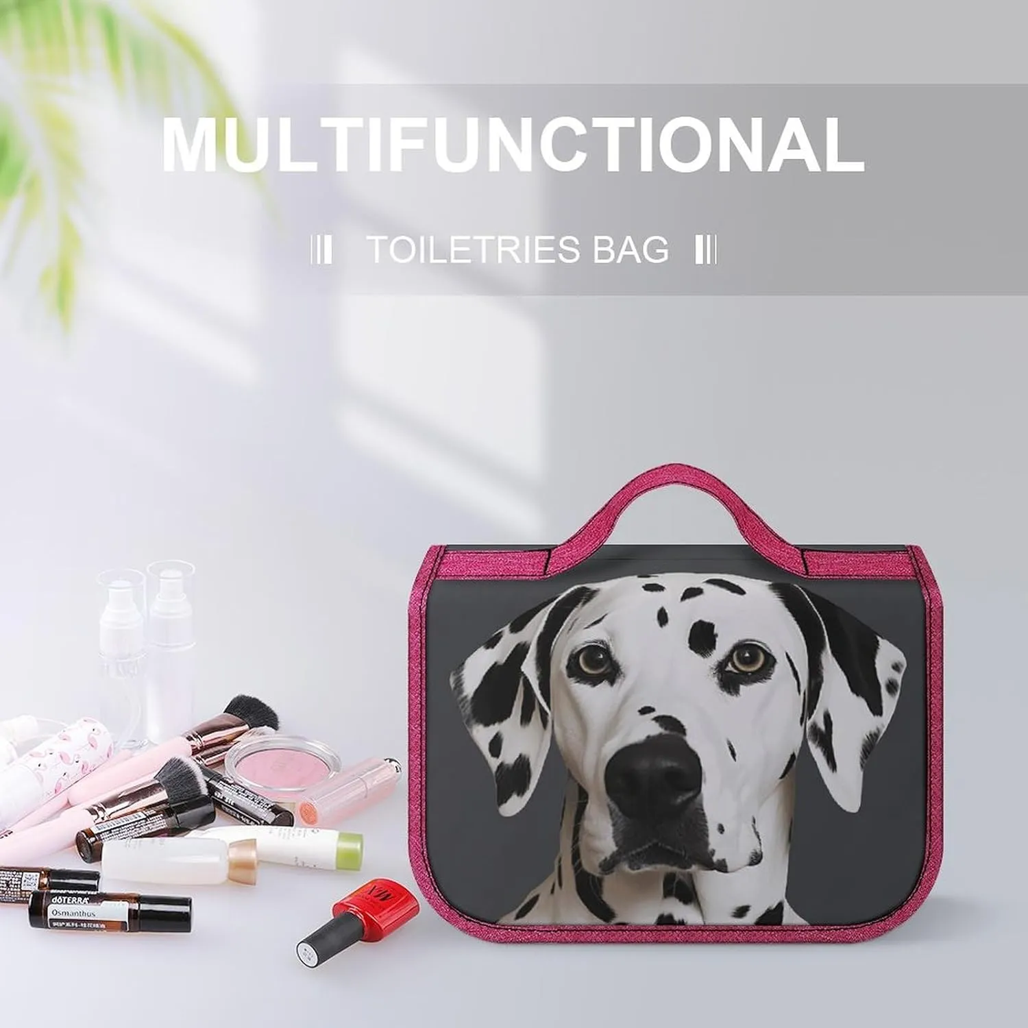 Dalmatian Travel Toiletry Bag for Women,Hanging Toiletry Organizer with Hook, Makeup Bag Travel Organizer for Shampoo,Toiletriesl