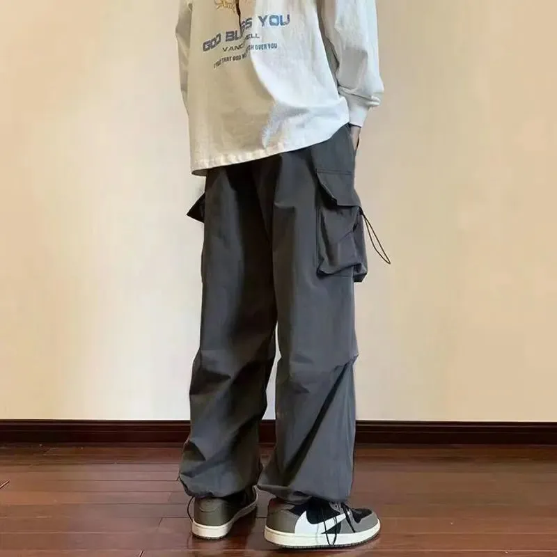 Dark Grey Parachute Pants Men