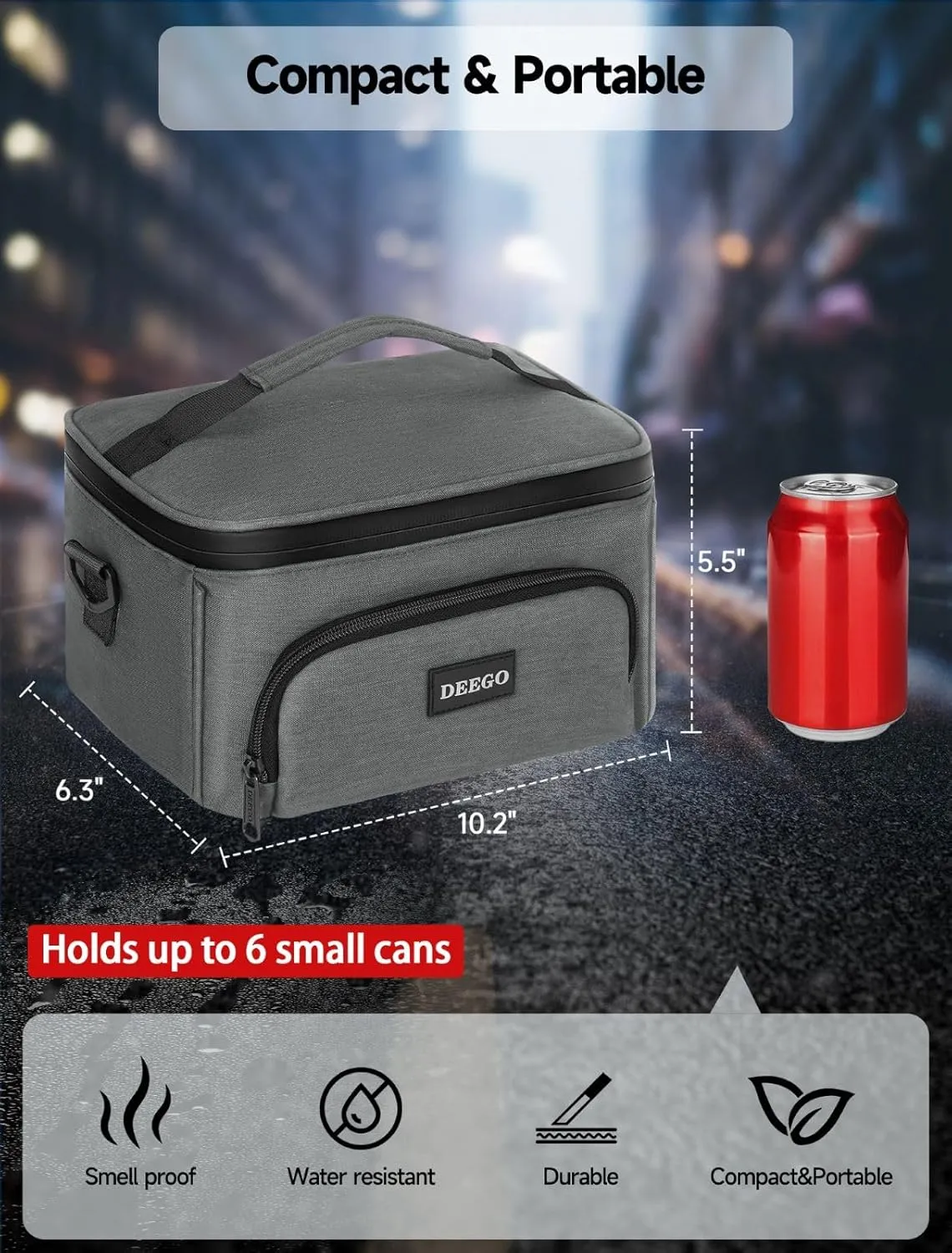 DEEGO Smell Proof Bag, Portable Smell Proof Case with Detachable Shoulder Strap and Removable Dividers