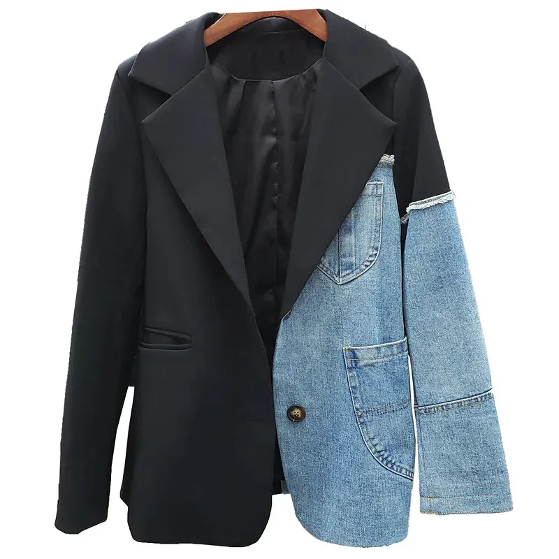 Denim Patchwork Blazer