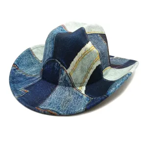 Denim Patchwork Fedora Hat
